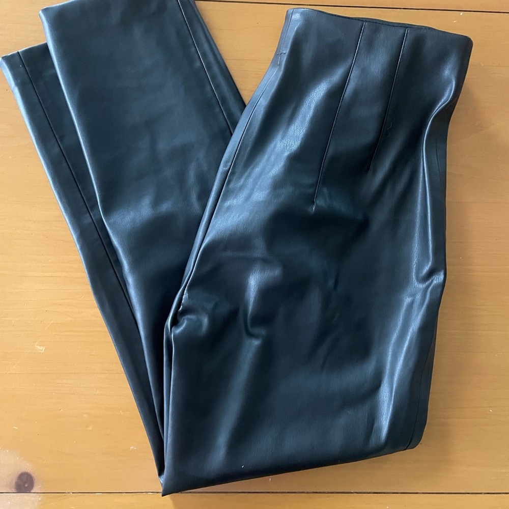Zara High Waisted Black Faux Leather Pants